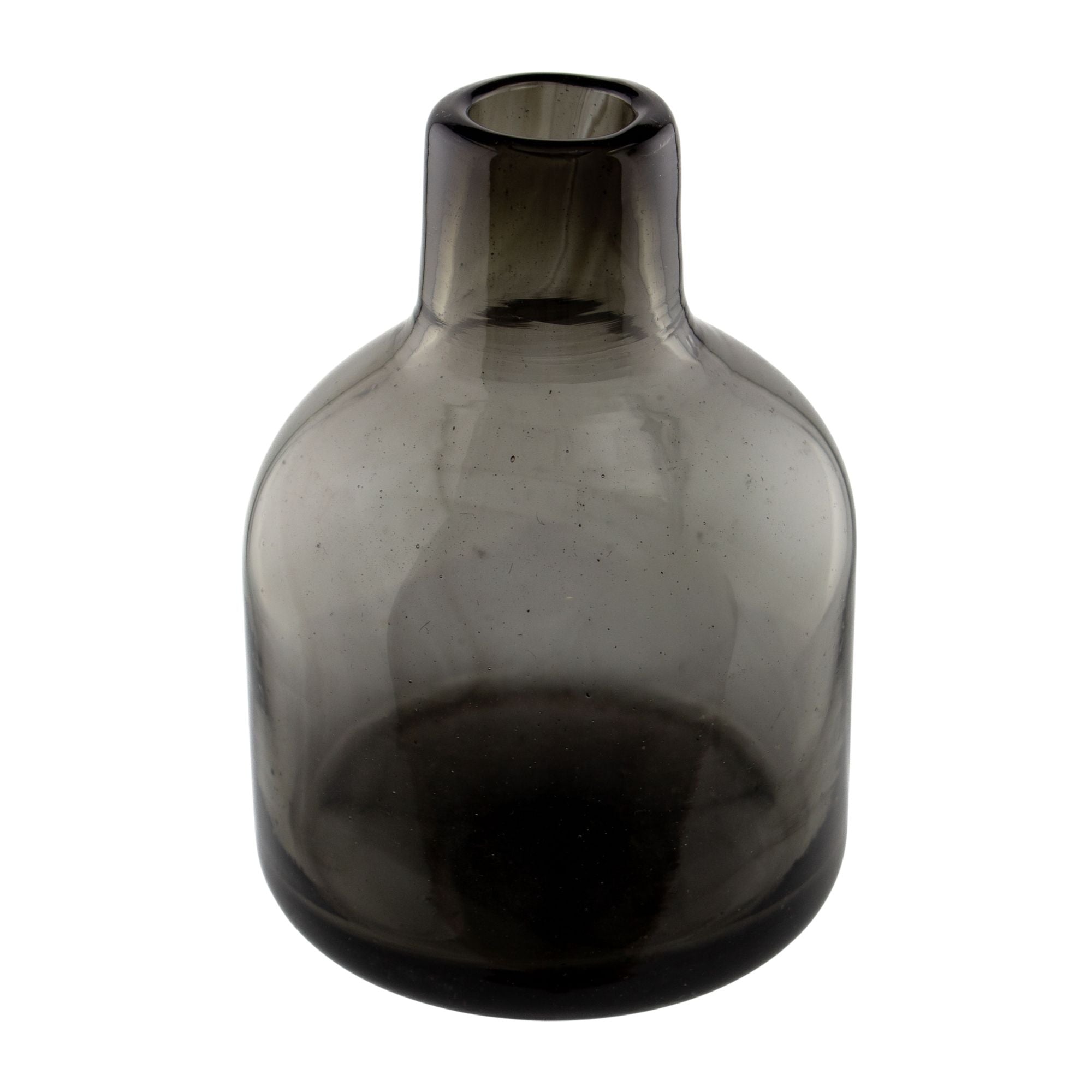 270ml - Florencia Botella Frasco para Difusor de Vidrio Soplado Artesanal - Gris Oscuro / Negro - Hecho a mano