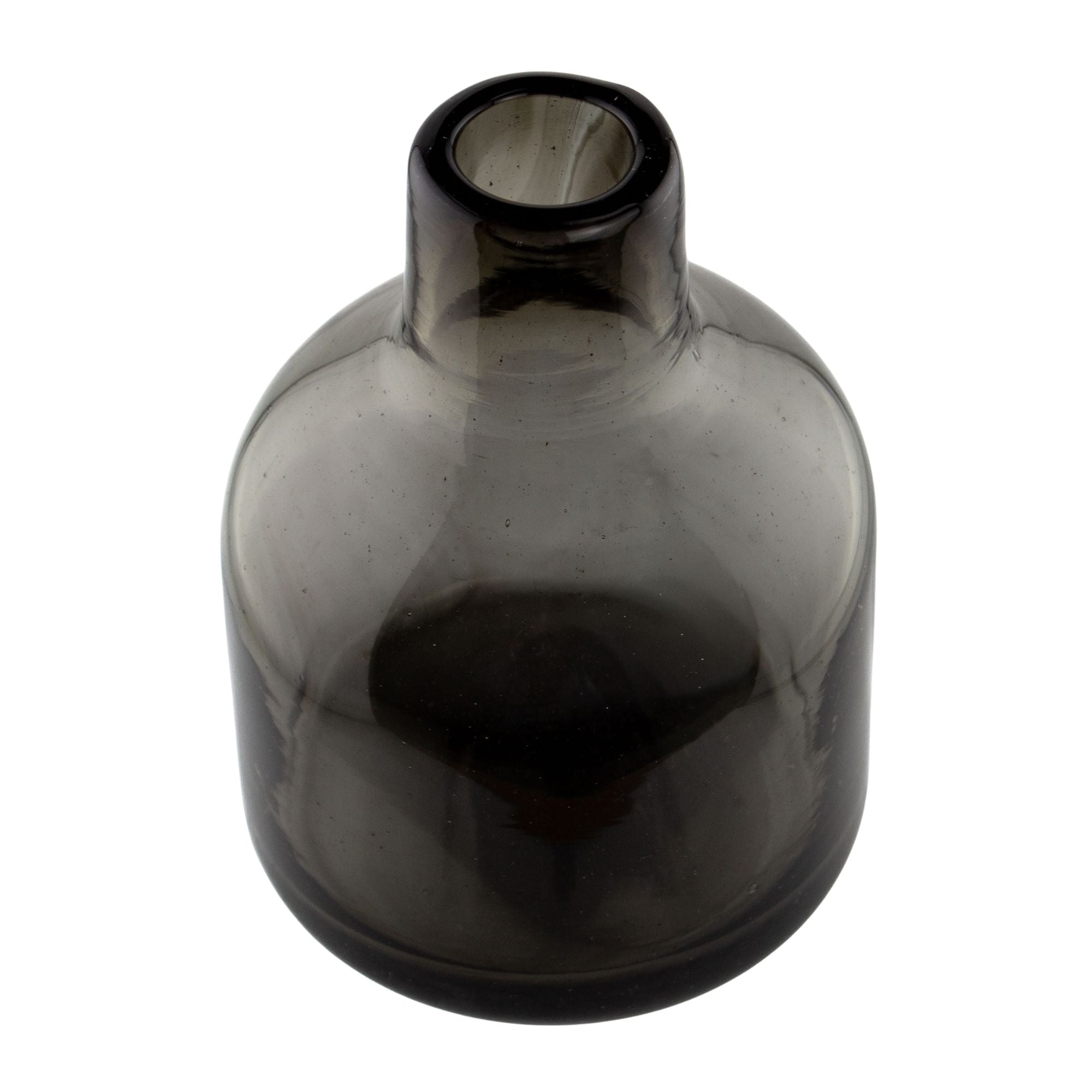 270ml - Florencia Botella Frasco para Difusor de Vidrio Soplado Artesanal - Gris Oscuro / Negro - Hecho a mano