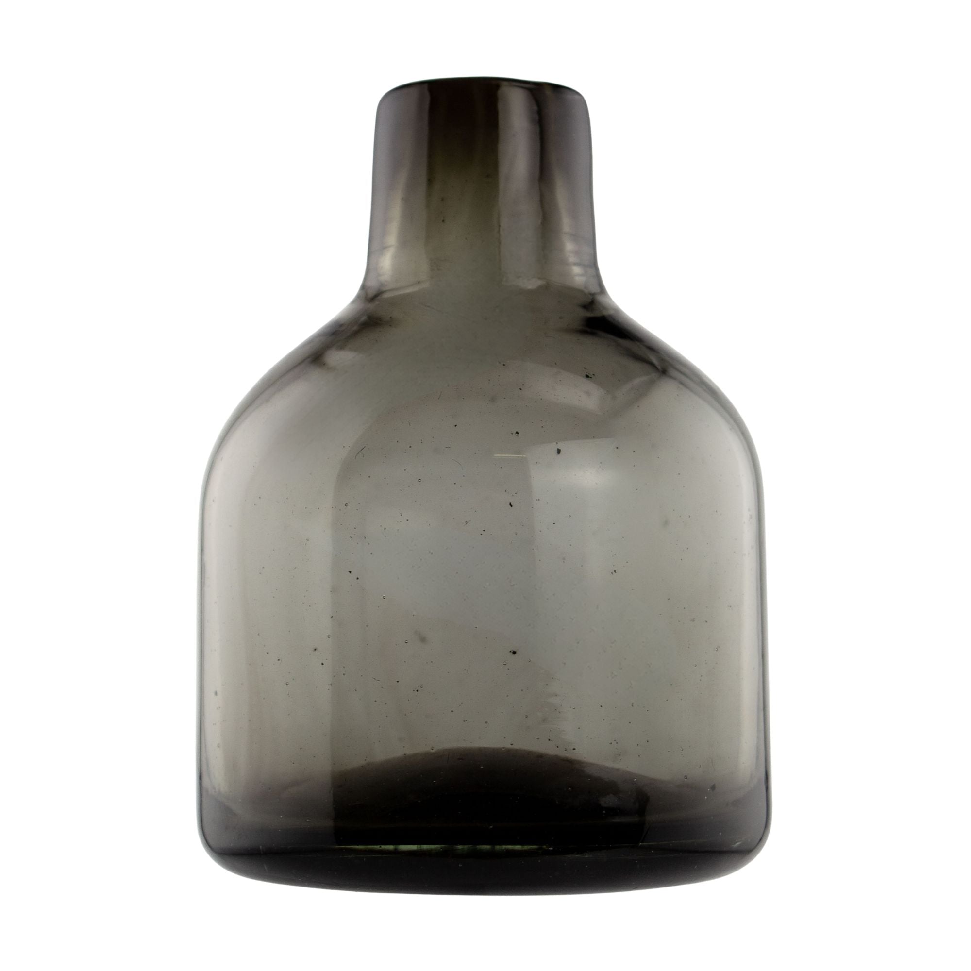 270ml - Florencia Botella Frasco para Difusor de Vidrio Soplado Artesanal - Gris Oscuro / Negro - Hecho a mano