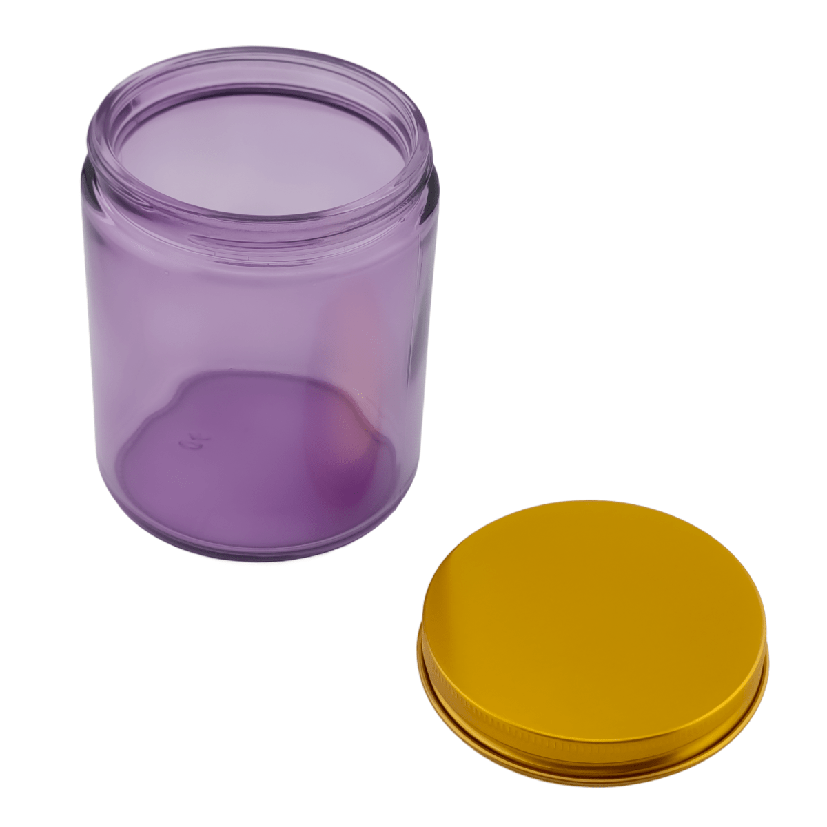270ml - Miami Vaso de vidrio con rosca para velas - Frasco Morado con tapa dorada