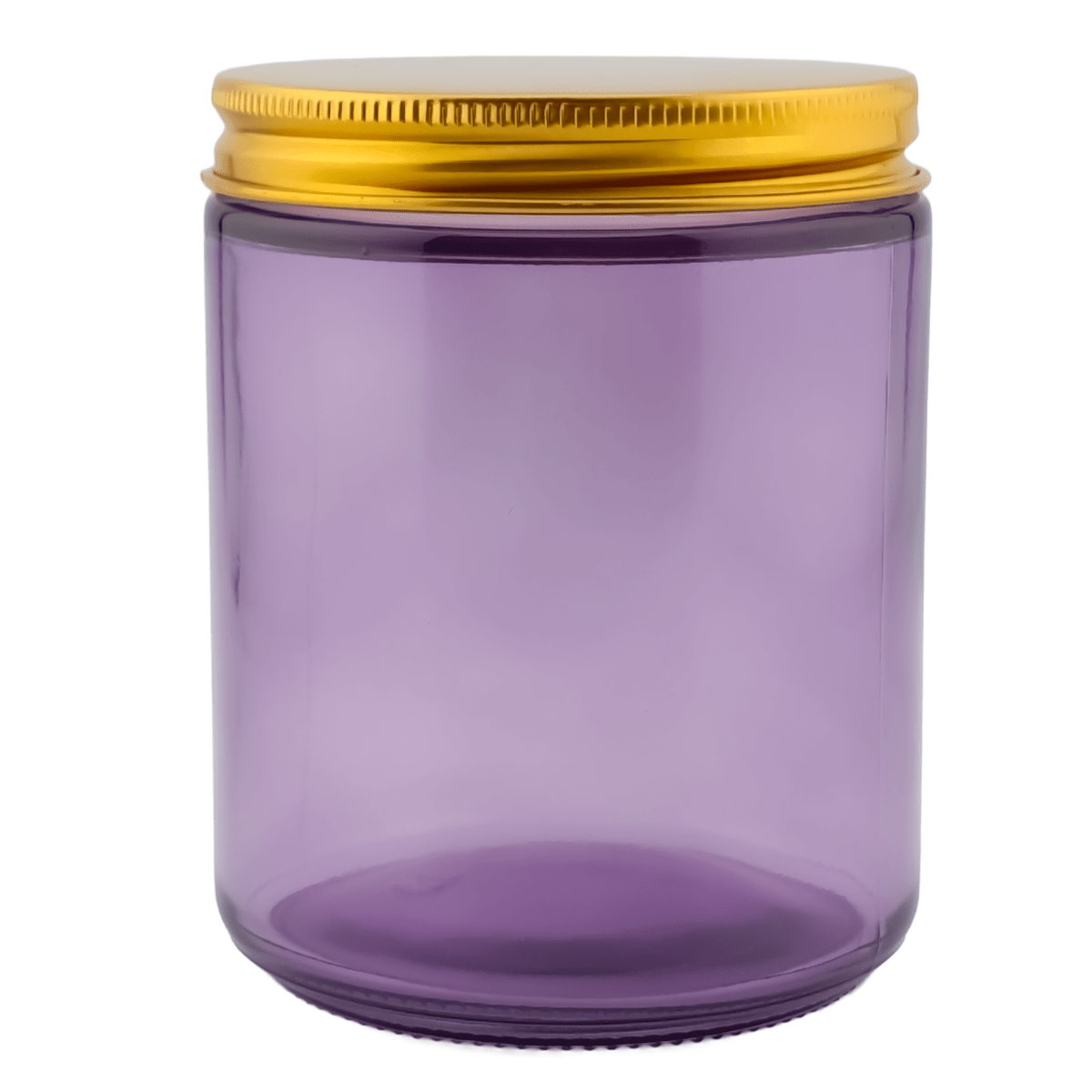 270ml - Miami Vaso de vidrio con rosca para velas - Frasco Morado con tapa dorada
