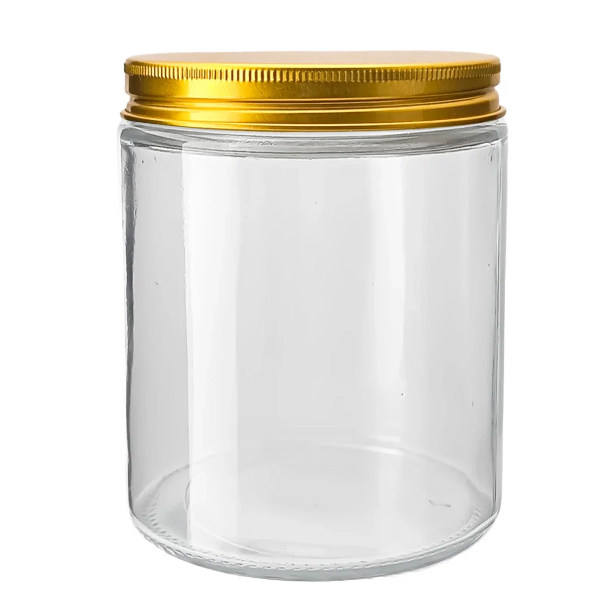 270ml - Miami Vaso de vidrio con rosca para velas - Frasco Transparente con tapa dorada