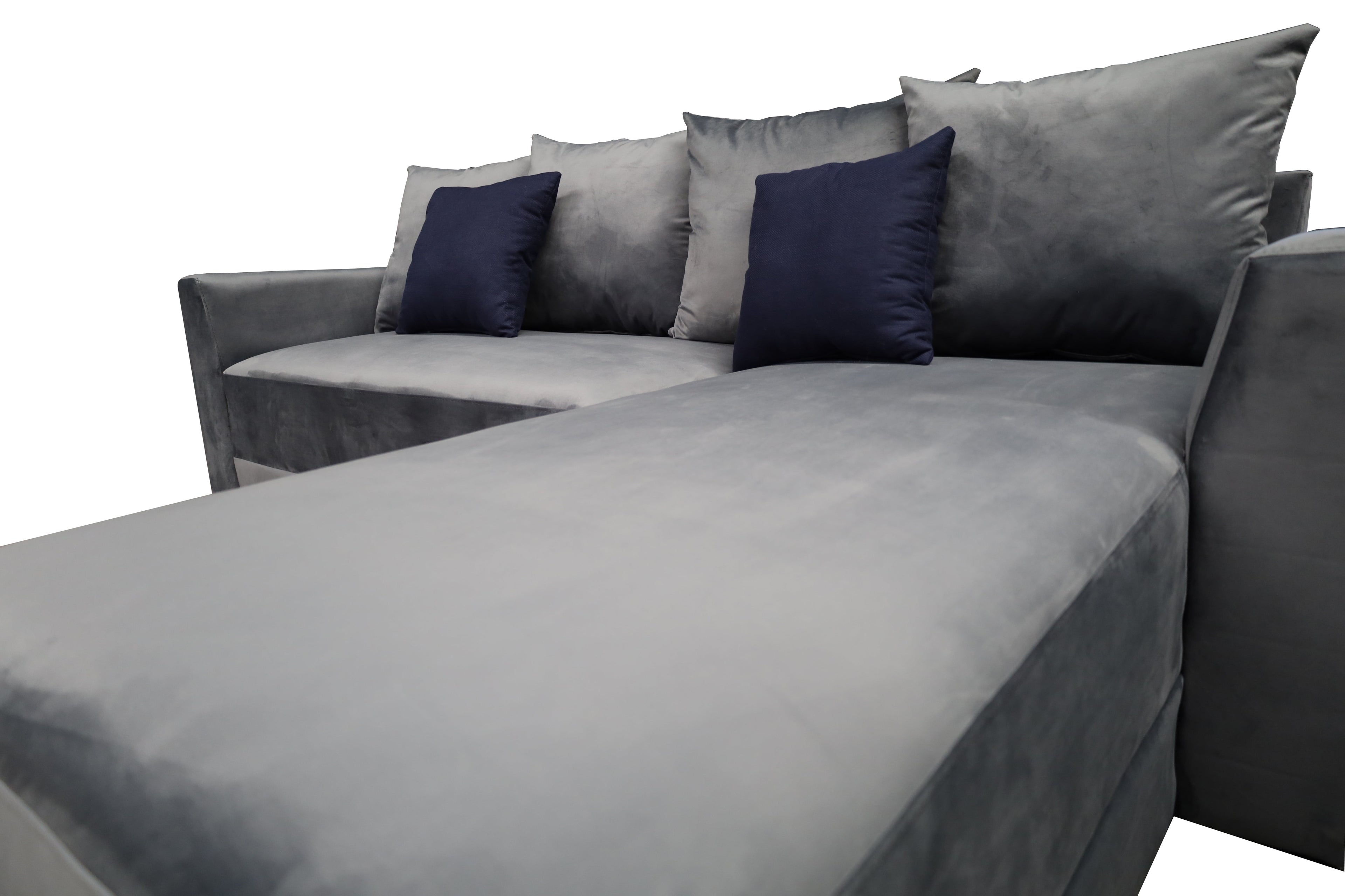 Sala esquinera El Bazar Store modelo Samso terciopelo gris Oxford 240x180 cm