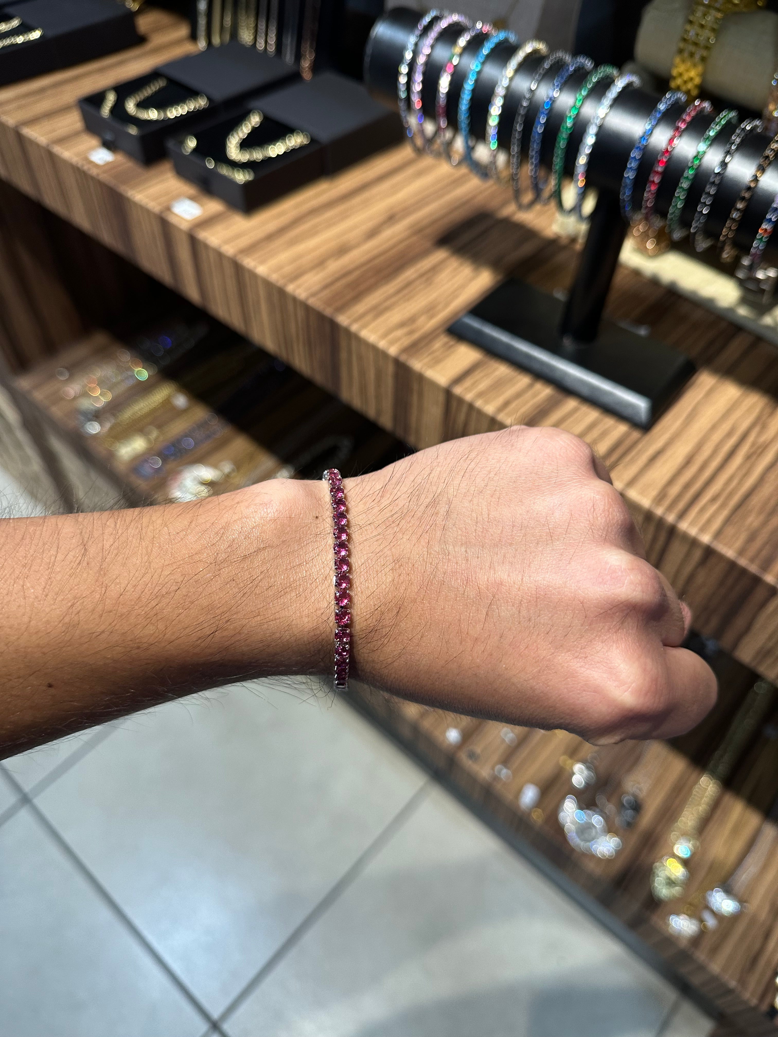 Pulsera Tenis 3 mm Plata Morada