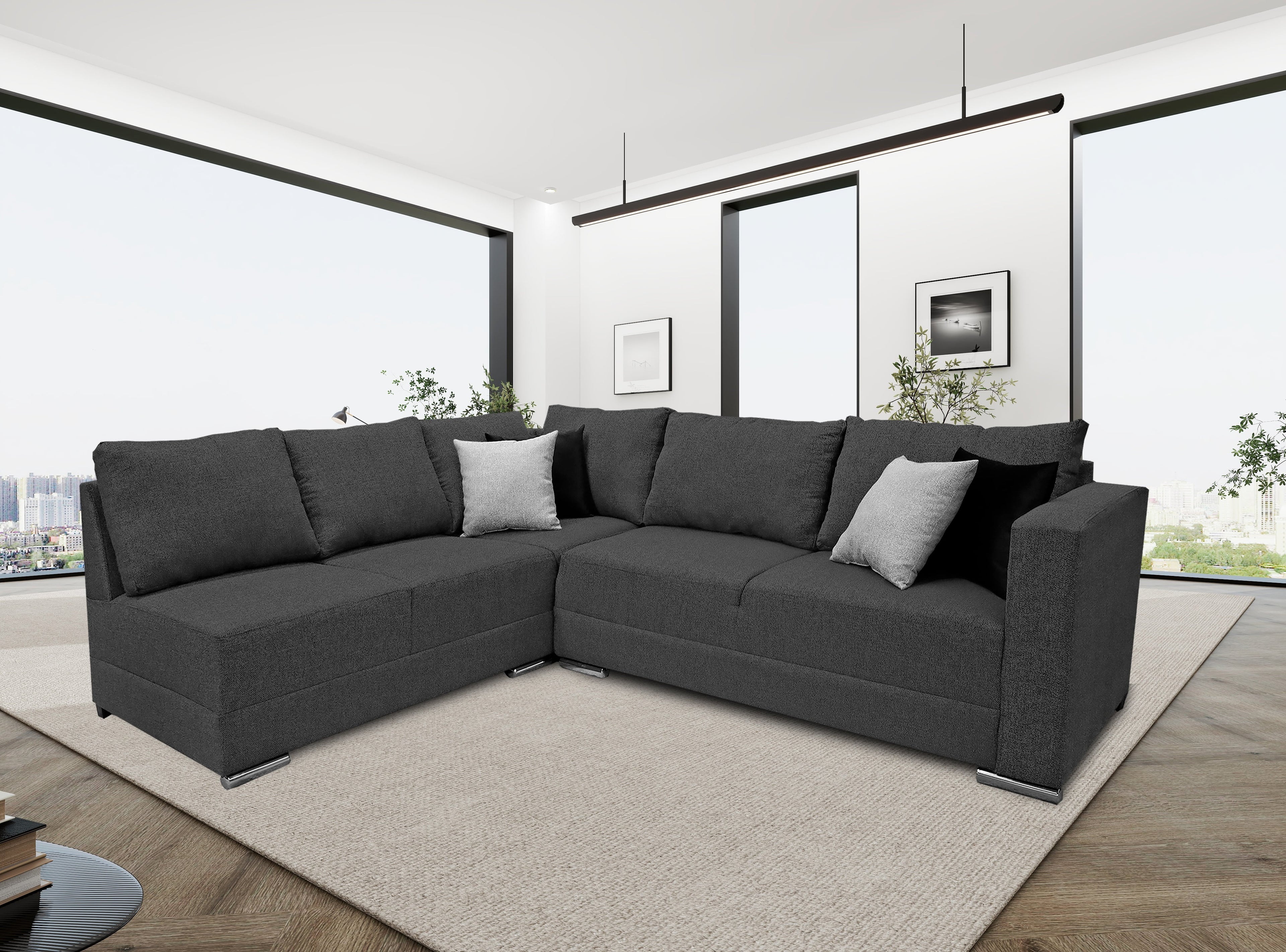 Sala esquinera Tempo 215 x 255 cm Gris Oxford EL BAZAR STORE Sala en esquina