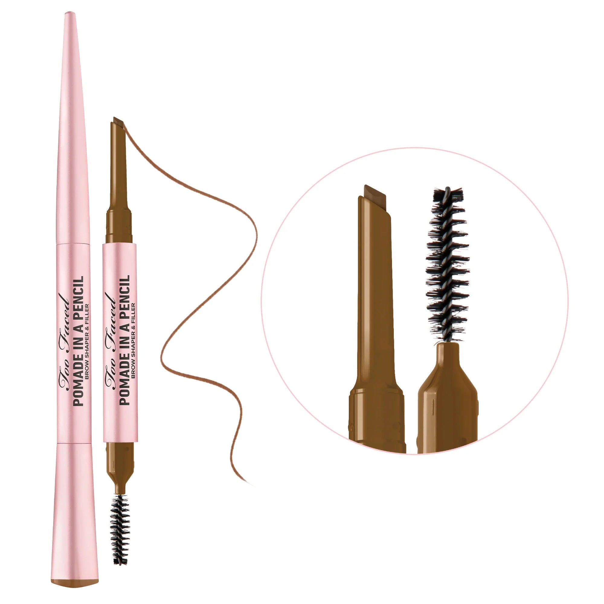 TOO FACED POMADE IN A PENCIL BROW SHAPER & FILLER "MEDIUM BROWN"