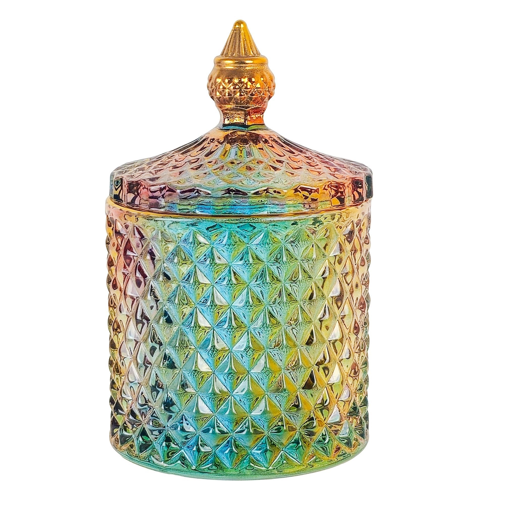 300ml - París Vaso de lujo de vidrio para velas - Frasco Arcoíris con Oro