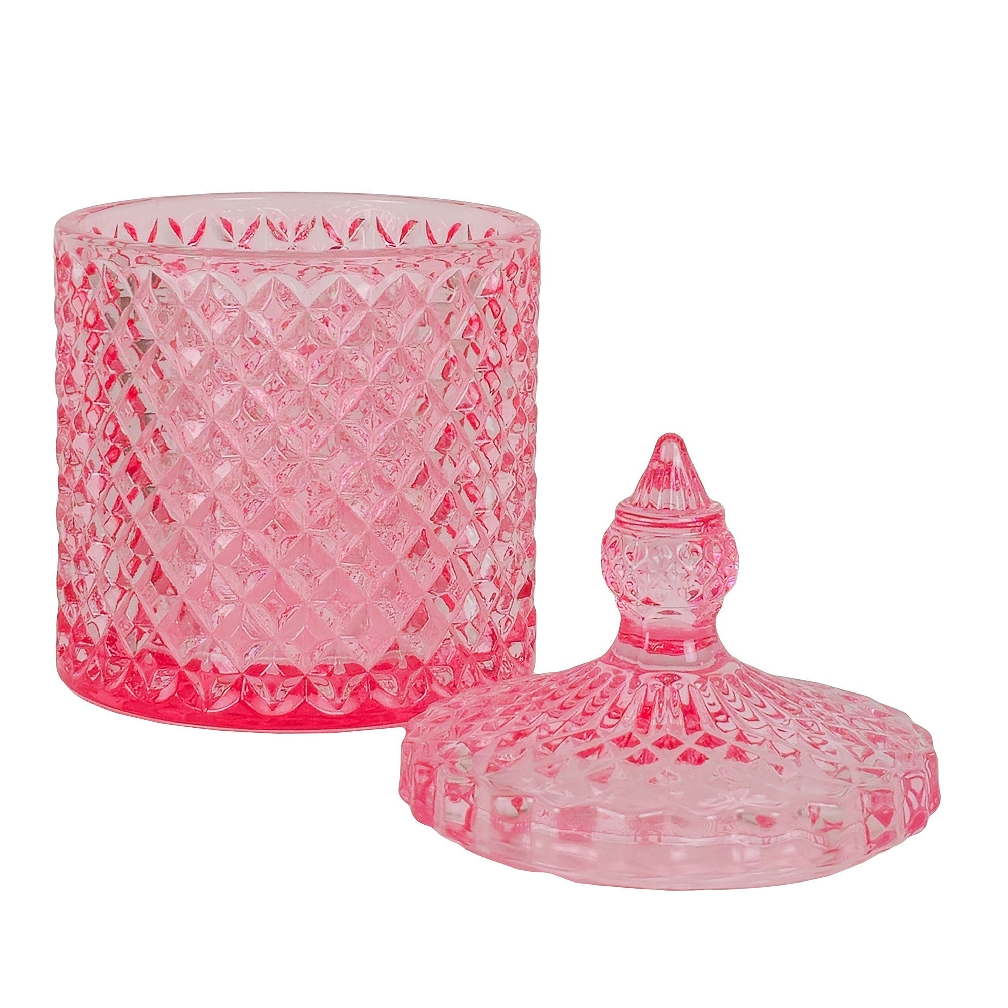 300ml - París Vaso de lujo de vidrio para velas - Frasco Pink Brillante