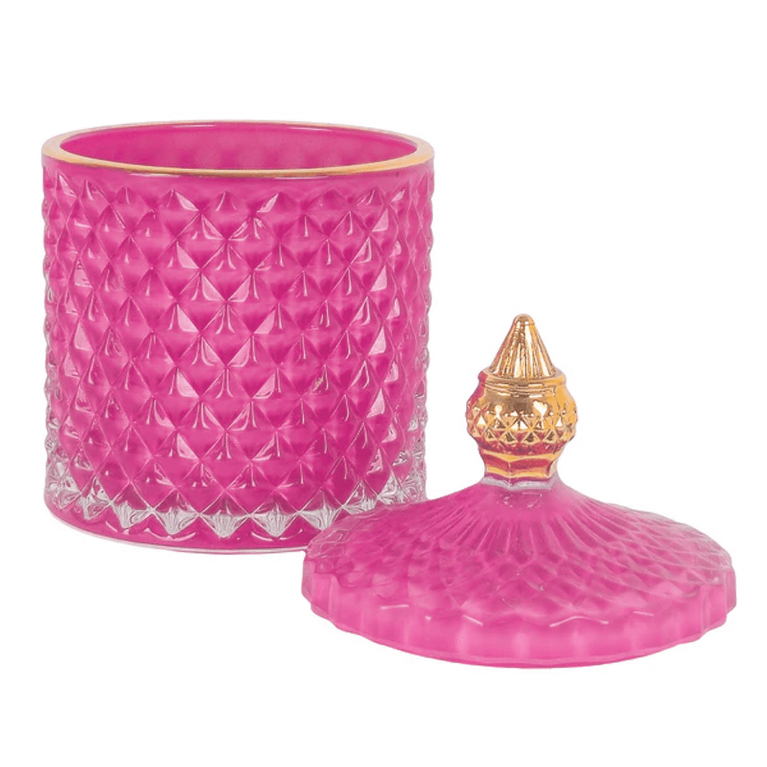 300ml - París Vaso de lujo de vidrio para velas - Frasco Rosa Pink con Oro