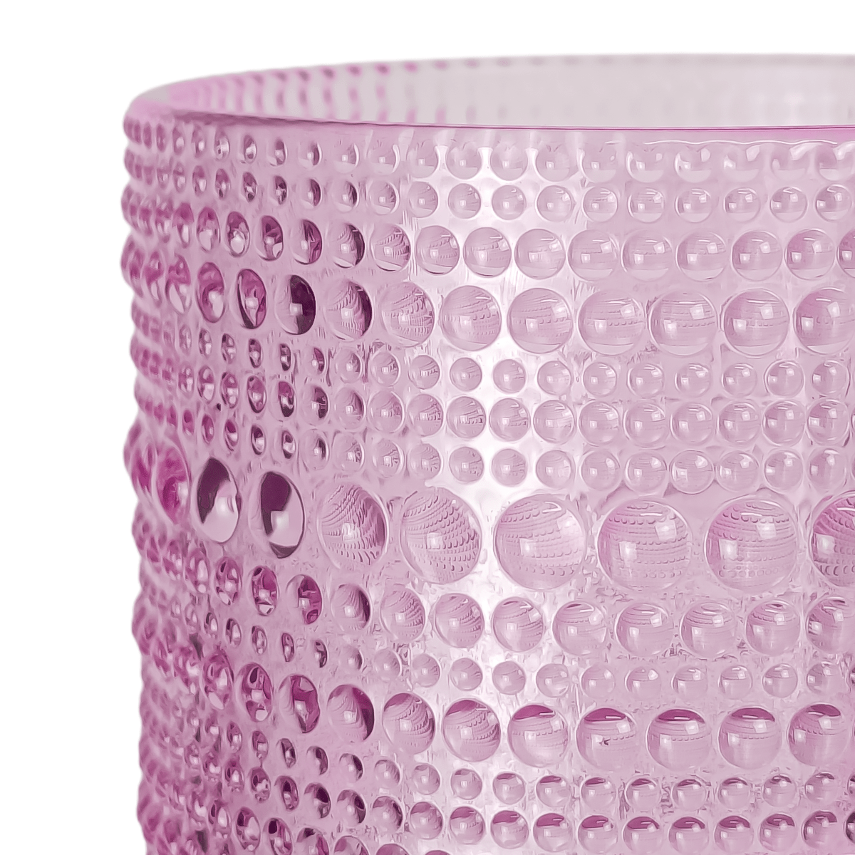 EOL - 300ml - Tahití Vaso de vidrio con Diseño Perlado para velas - Frasco Morado Transparente