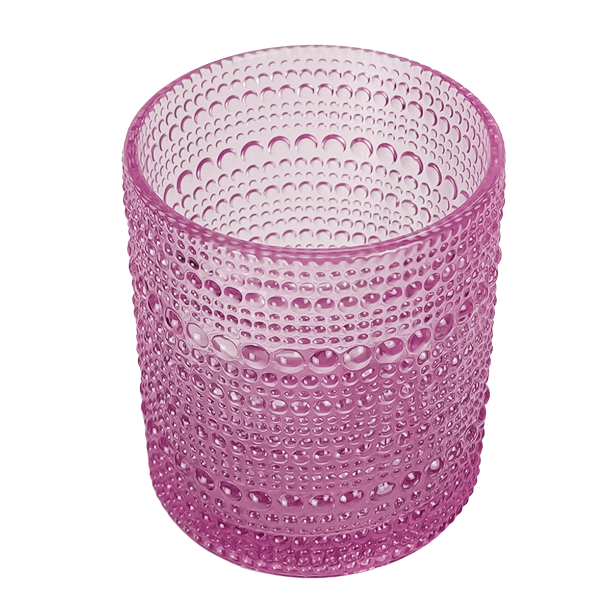 EOL - 300ml - Tahití Vaso de vidrio con Diseño Perlado para velas - Frasco Morado Transparente