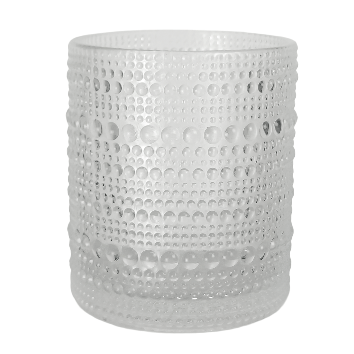 300ml - Tahití Vaso de vidrio con Diseño Perlado para velas - Frasco Transparente