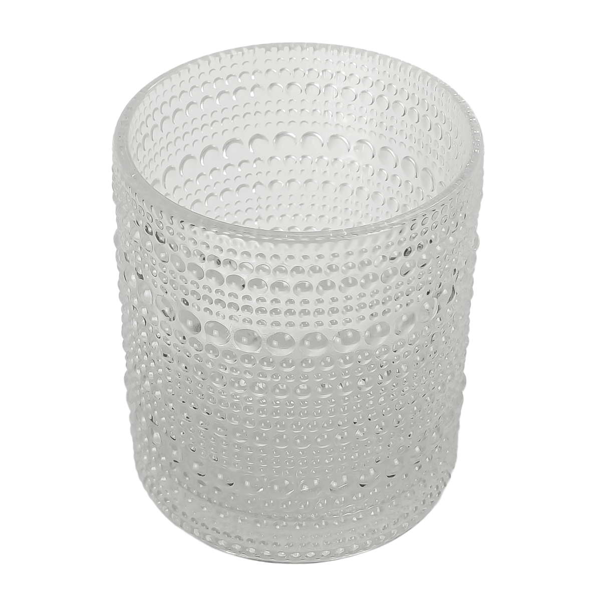 300ml - Tahití Vaso de vidrio con Diseño Perlado para velas - Frasco Transparente