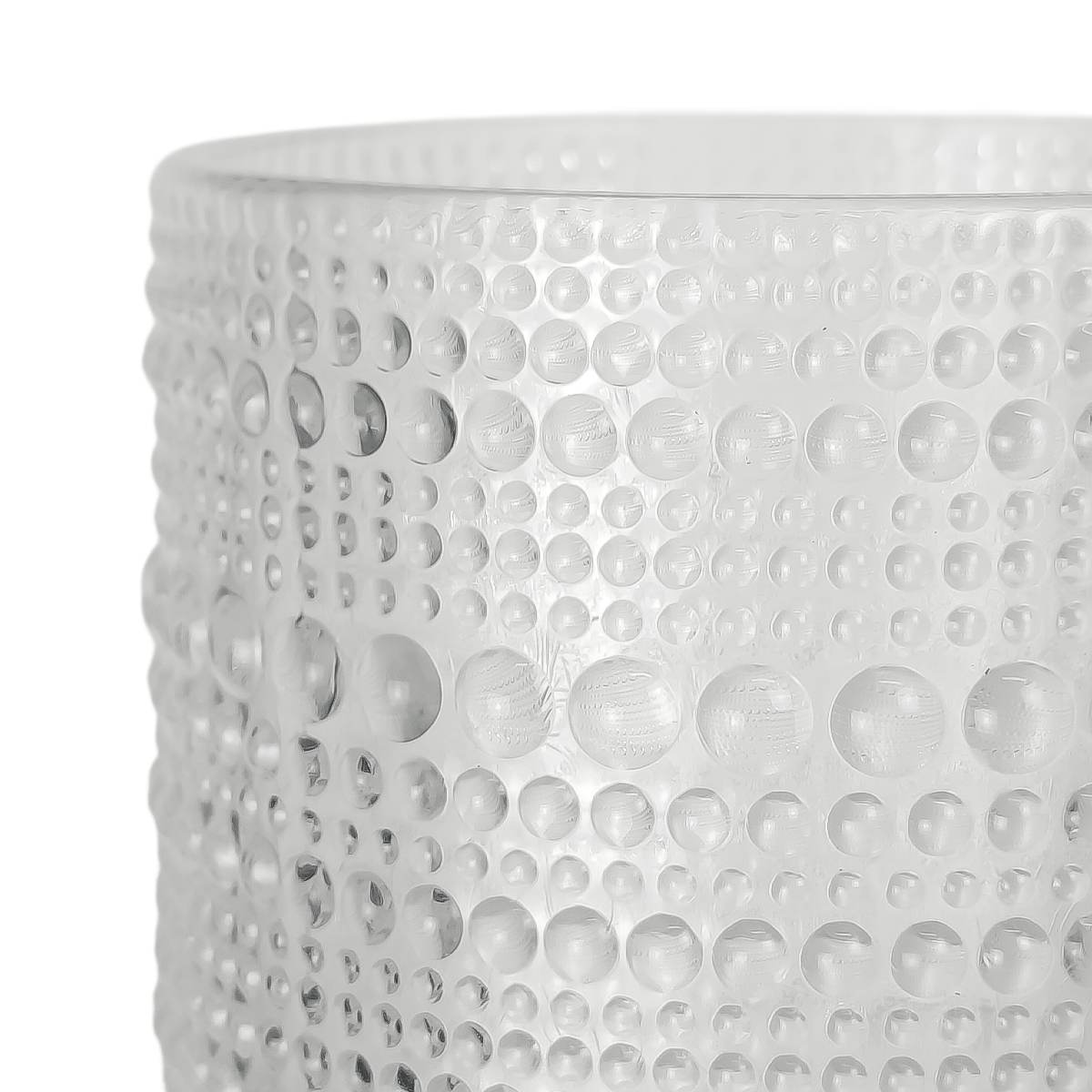 300ml - Tahití Vaso de vidrio con Diseño Perlado para velas - Frasco Transparente