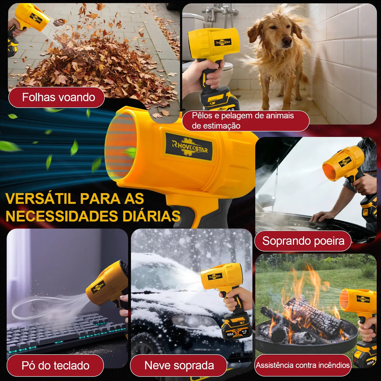 Soplador de hojas eléctrico sin cable, soplador turbo jet