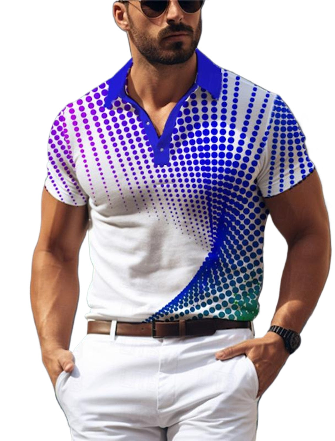 Camisa tipo Polo de Golf informal con estampado geométrico 3D