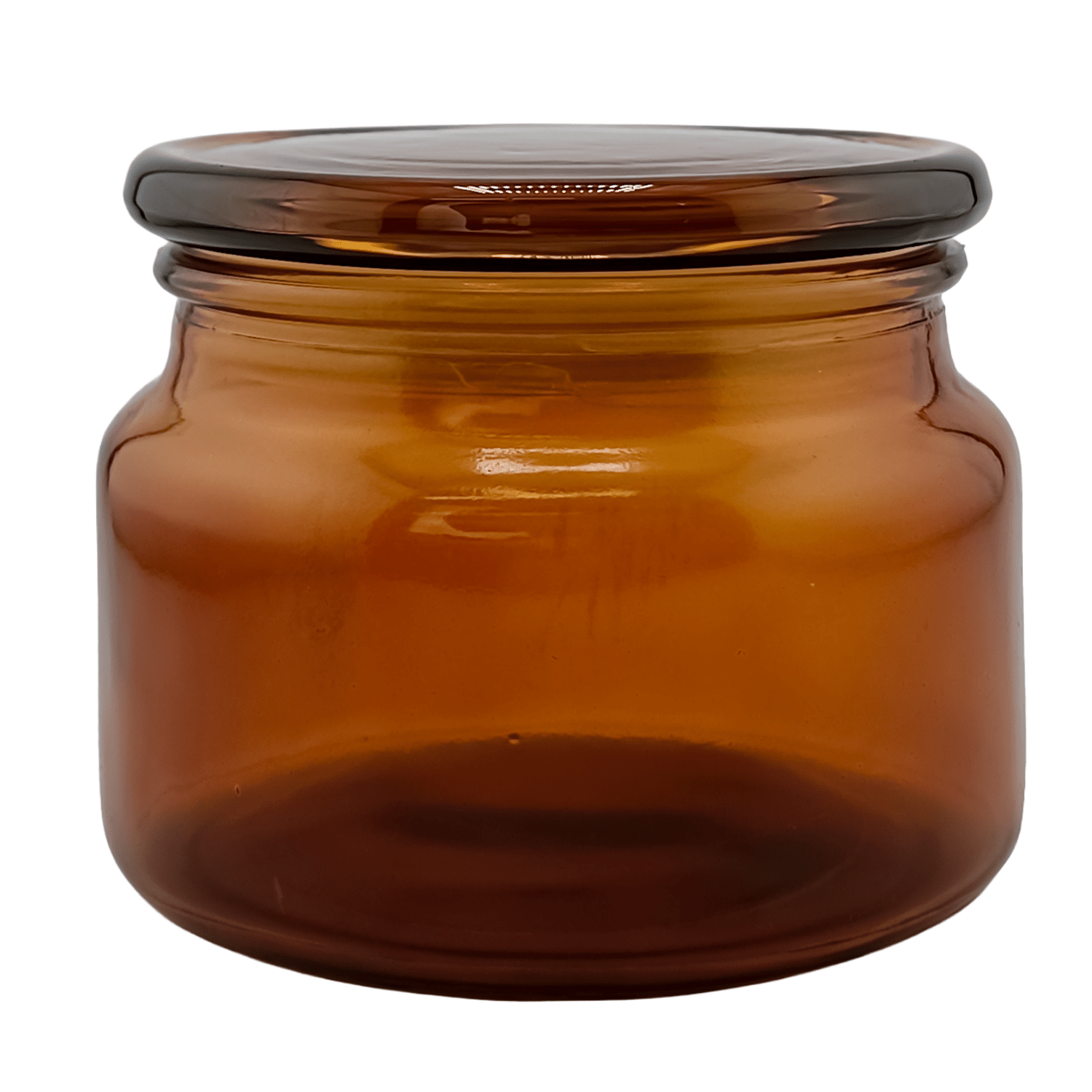 350ml - Portland - Vaso de Vidrio con tapa de vidrio - Frasco Ámbar / Café