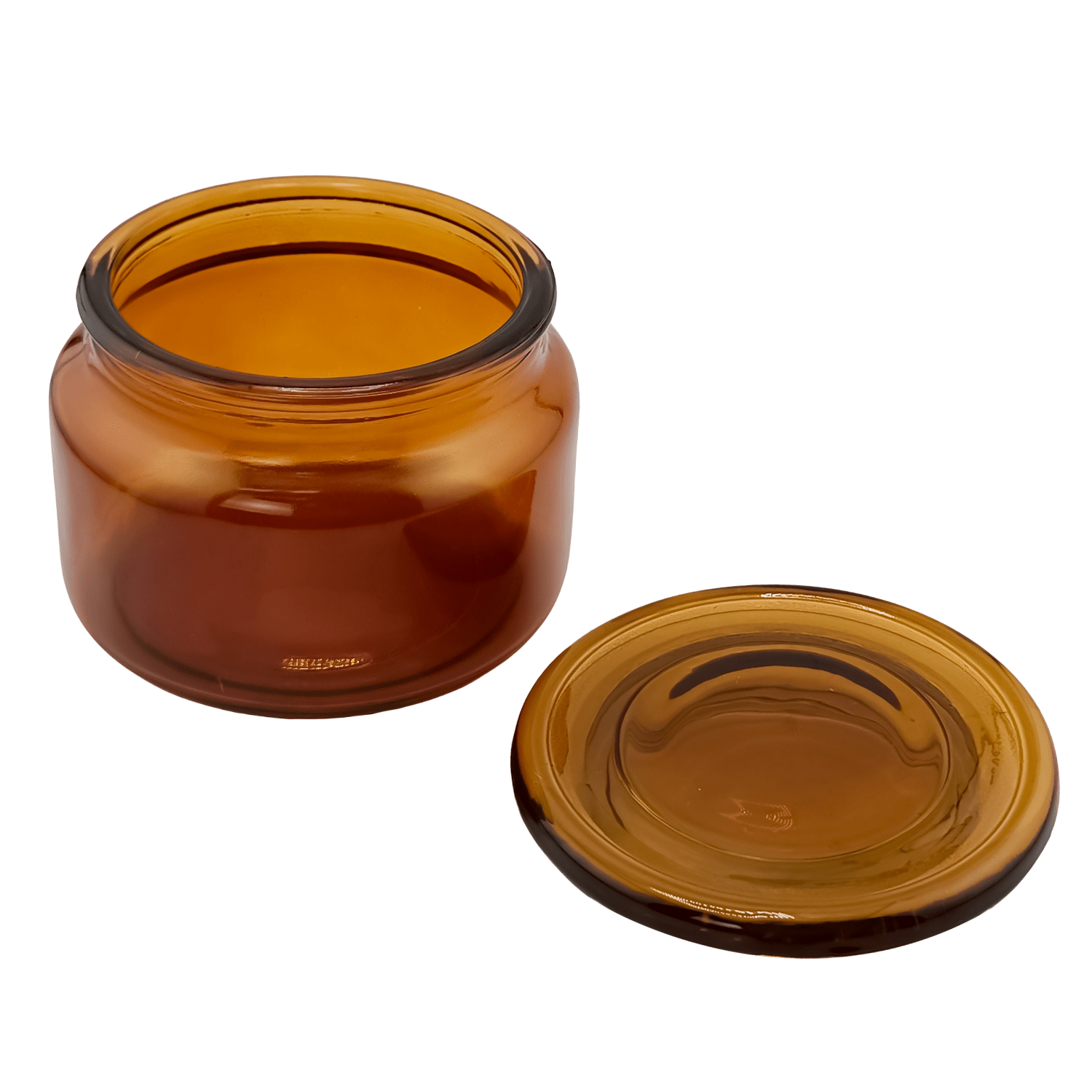 350ml - Portland - Vaso de Vidrio con tapa de vidrio - Frasco Ámbar / Café