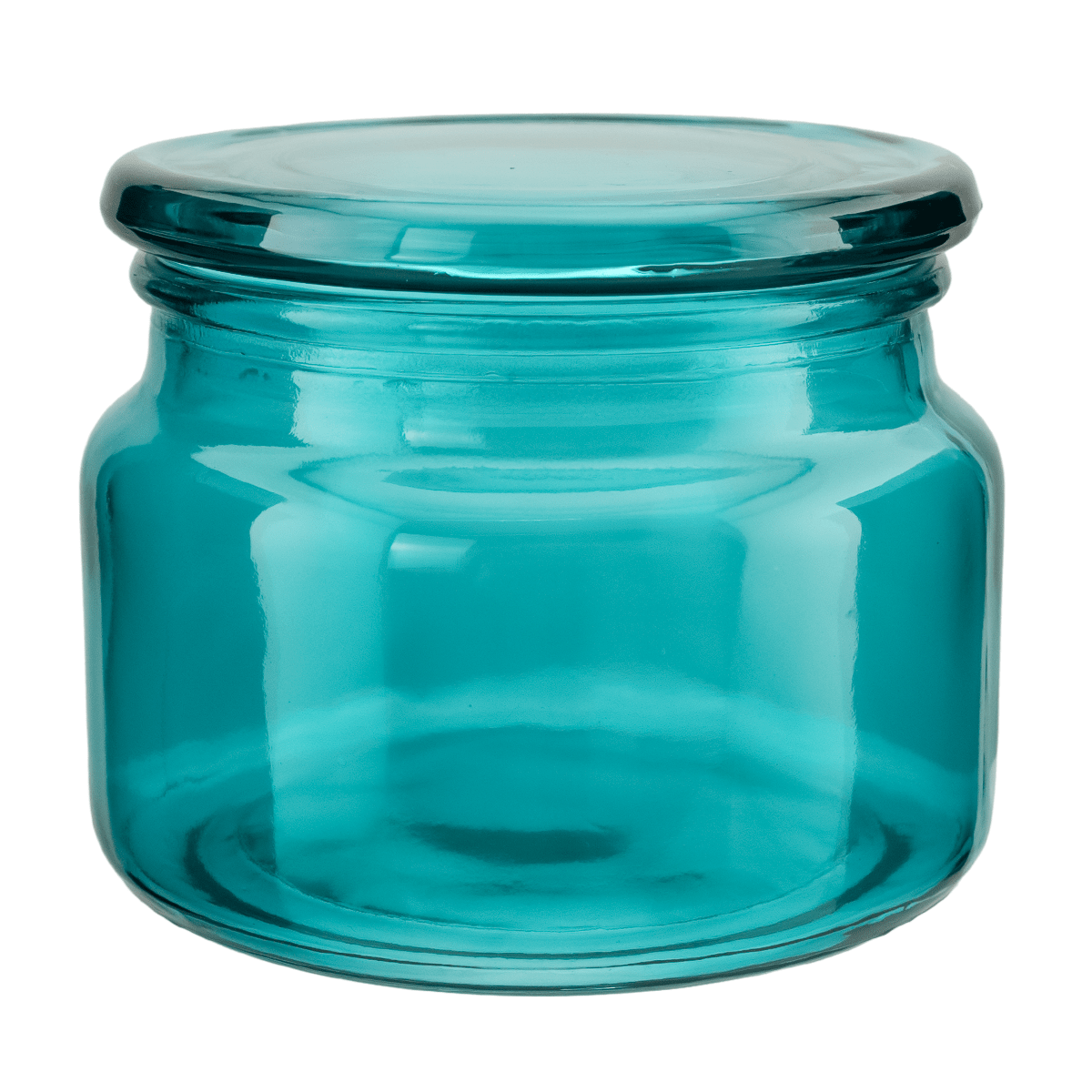 350ml - Portland - Vaso de Vidrio con tapa de vidrio - Frasco Verde Azulado
