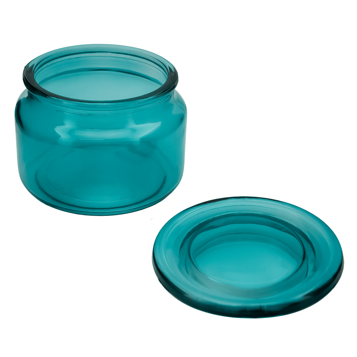 350ml - Portland - Vaso de Vidrio con tapa de vidrio - Frasco Verde Azulado