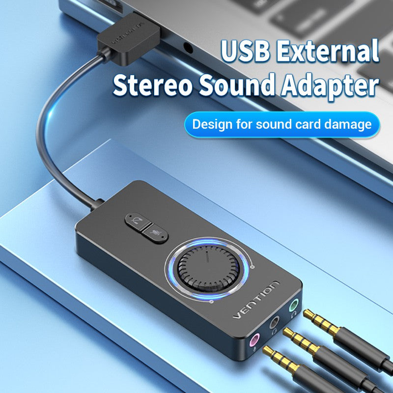 Vention Tarjeta De Sonido USB Externo Estéreo Adaptador Con Control De Volumen