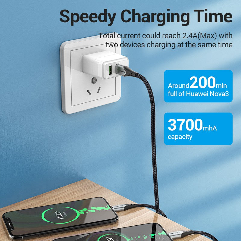 Vention Cable USB C A Tipo Macho 2 En 1 De Carga Rápida Para Huawei