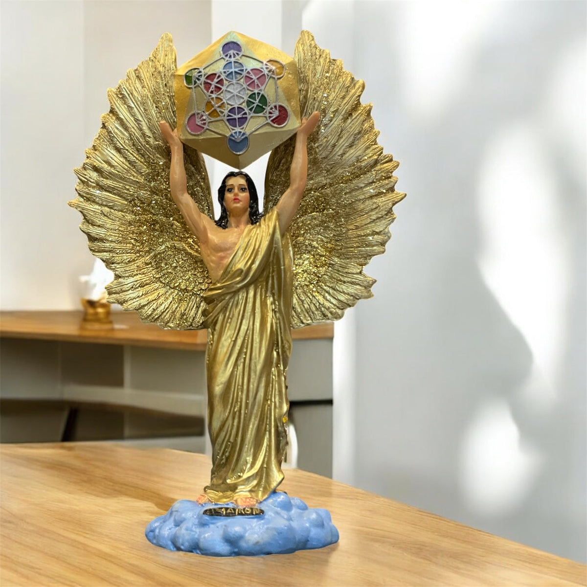 Metatron Arcangel Resina Nacional Pintado A Mano 32 Cm
