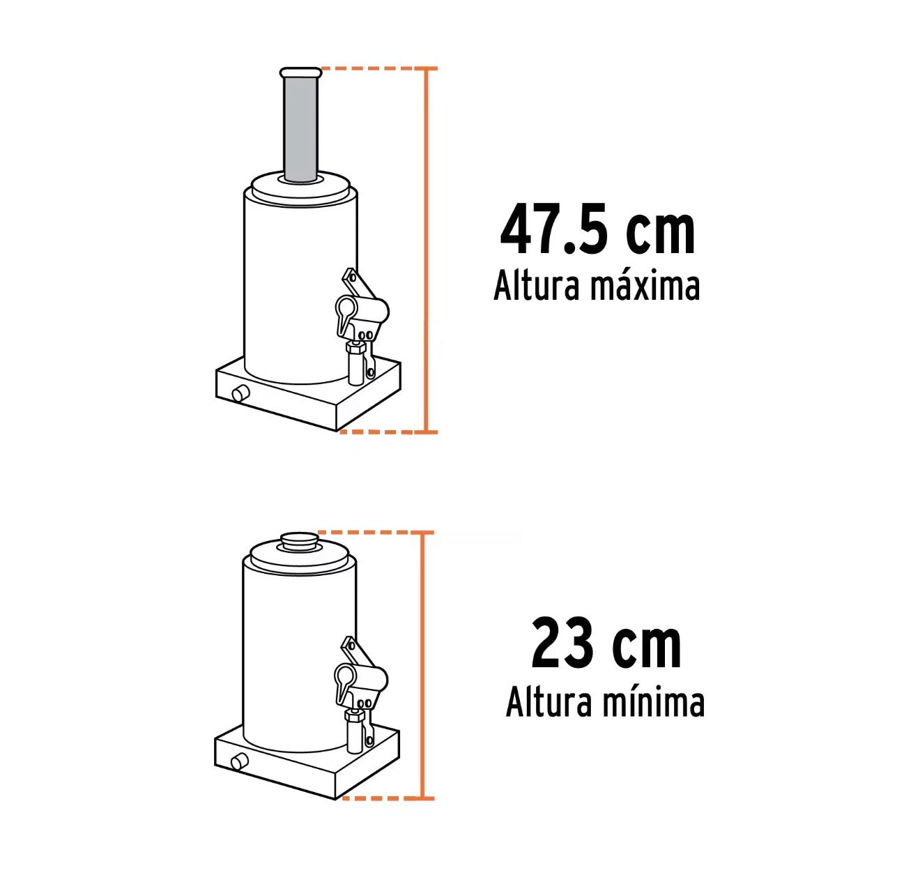Gato hidráulico tipo botella Truper 16 toneladas