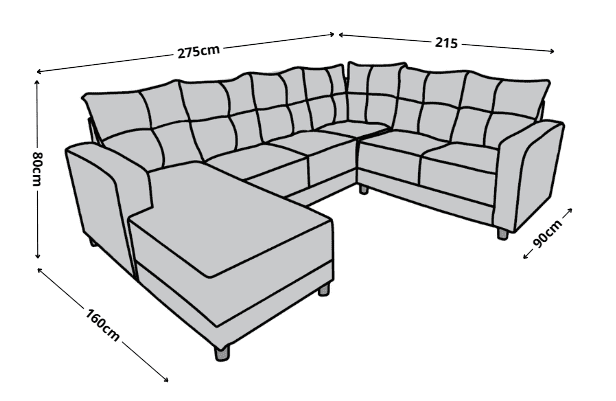 Sala esquinera en U El Bazar Store Hera Beige 160x275x215 cm