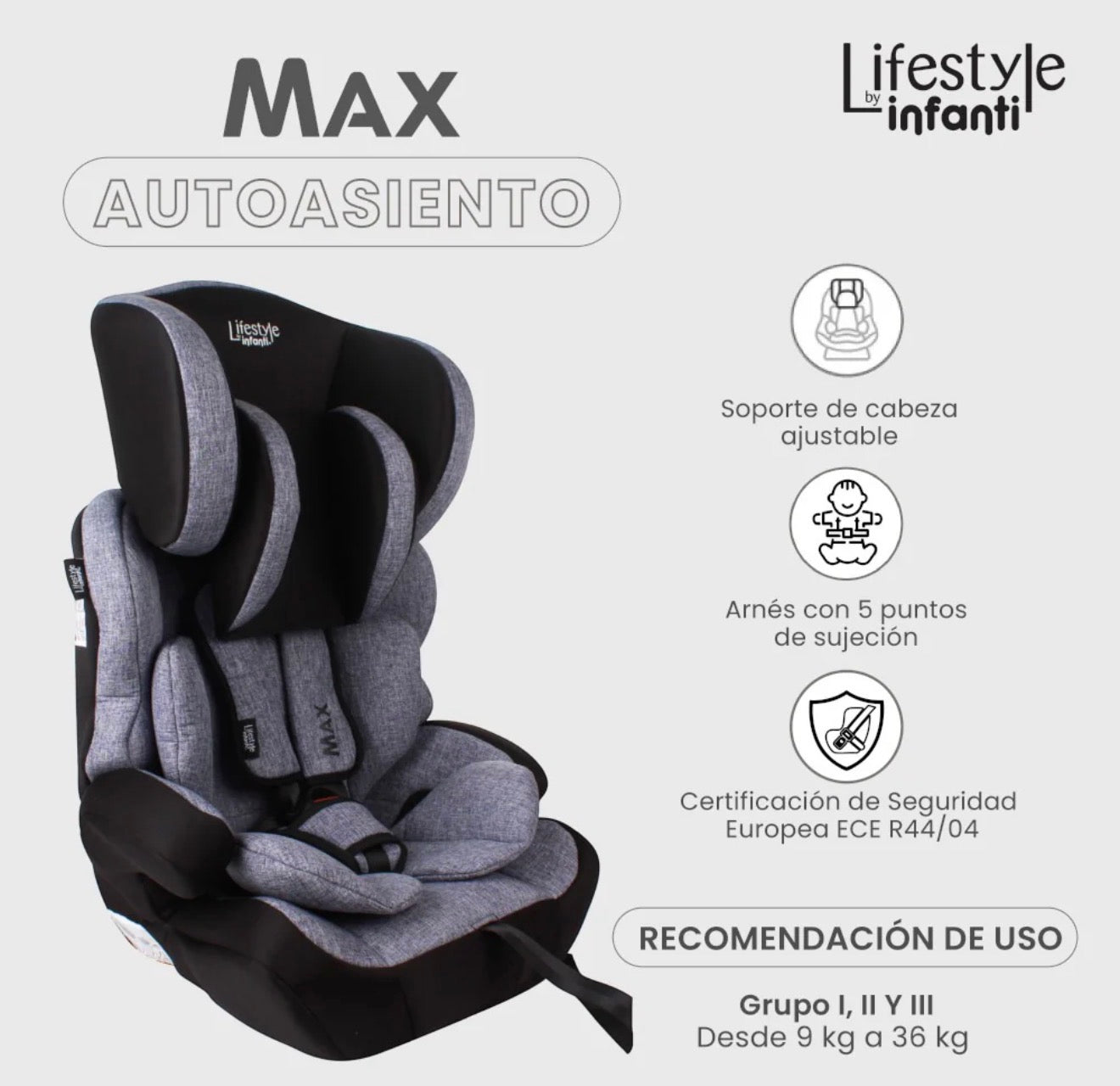 Autoasiento Booster Para Bebé Max Lifestyle By Infanti