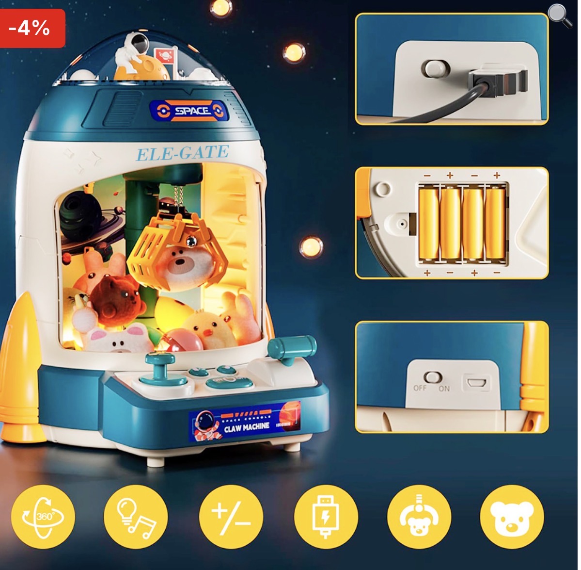 Mini Máquina de Garras para Niños Tipo Arcade