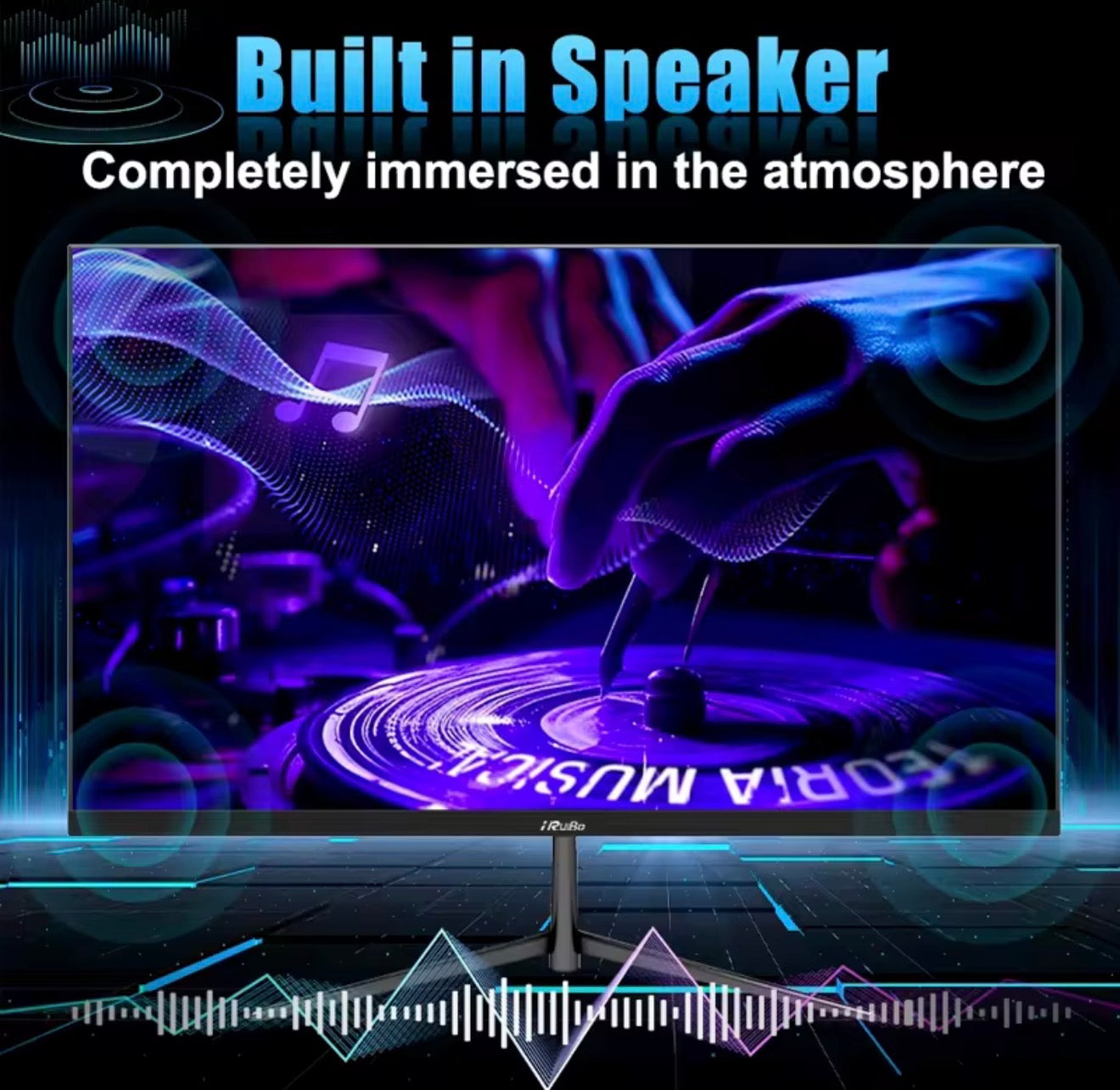 Monitor de PC IRUIBO Ultraligero 24 Pulgadas: FHD (1920×1080p), 100HZ y 178° Amplio Ángulo de Visión