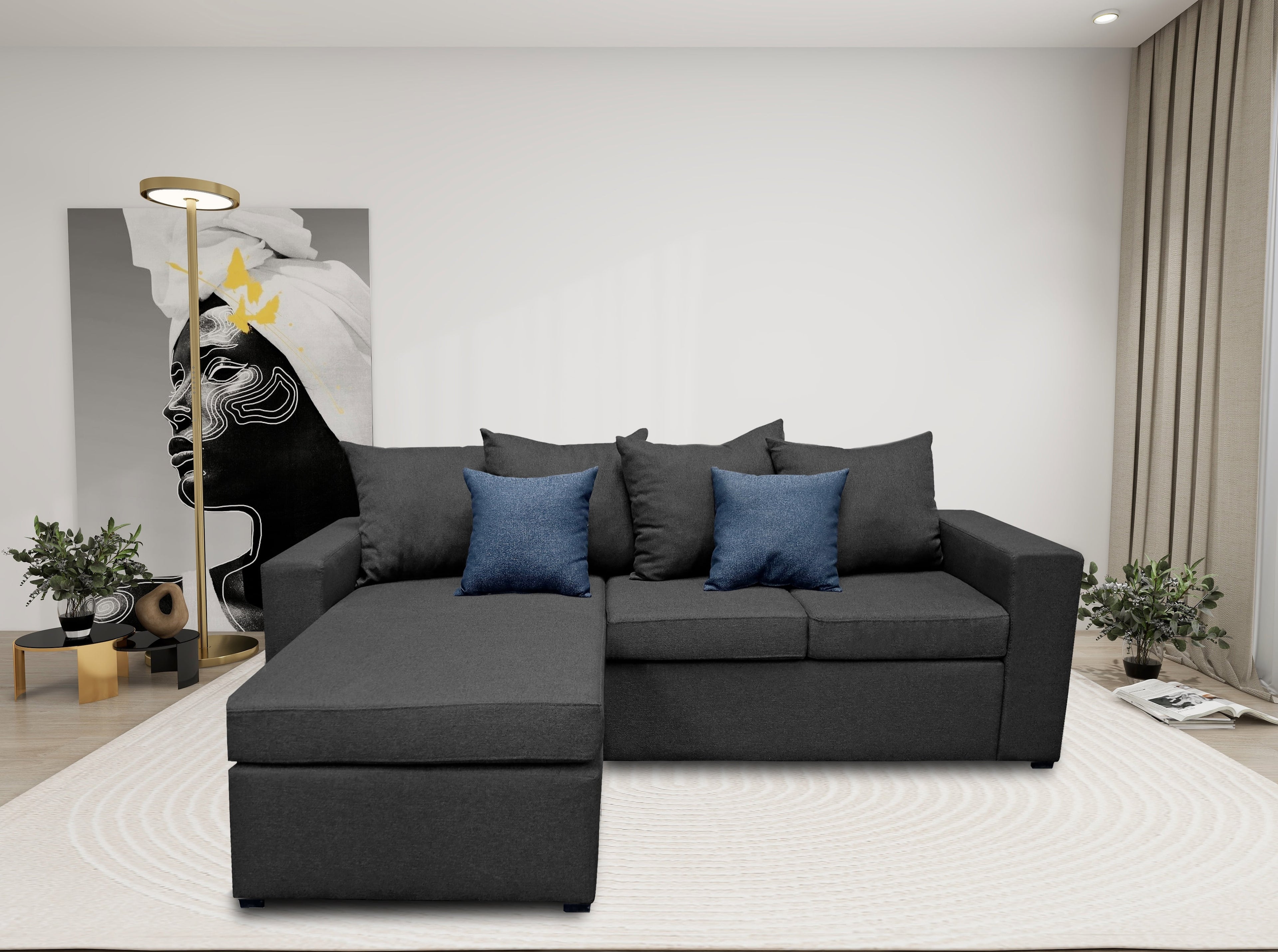 Sala Esquinera EL BAZAR STORE Ares 215x165 cm Lino nacional Gris Oxford