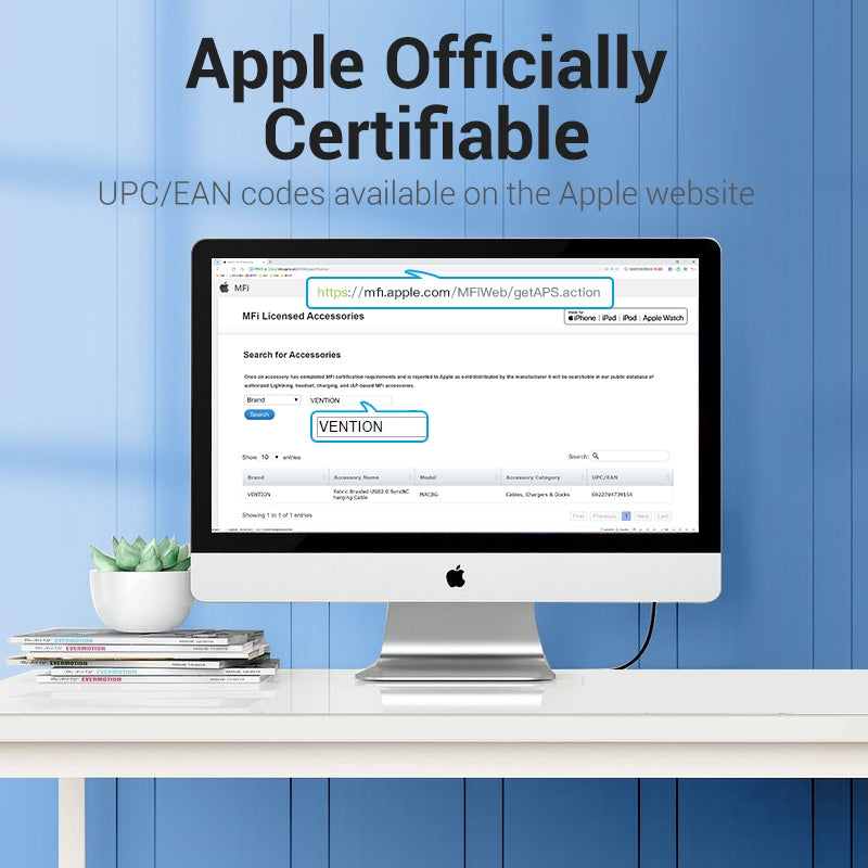 Vention MFi USB C A Lightning Cable Certificado 18W 20W PD Carga Rápida