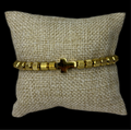 Pulsera Perlas Dorada Cruz Acero Inoxidable