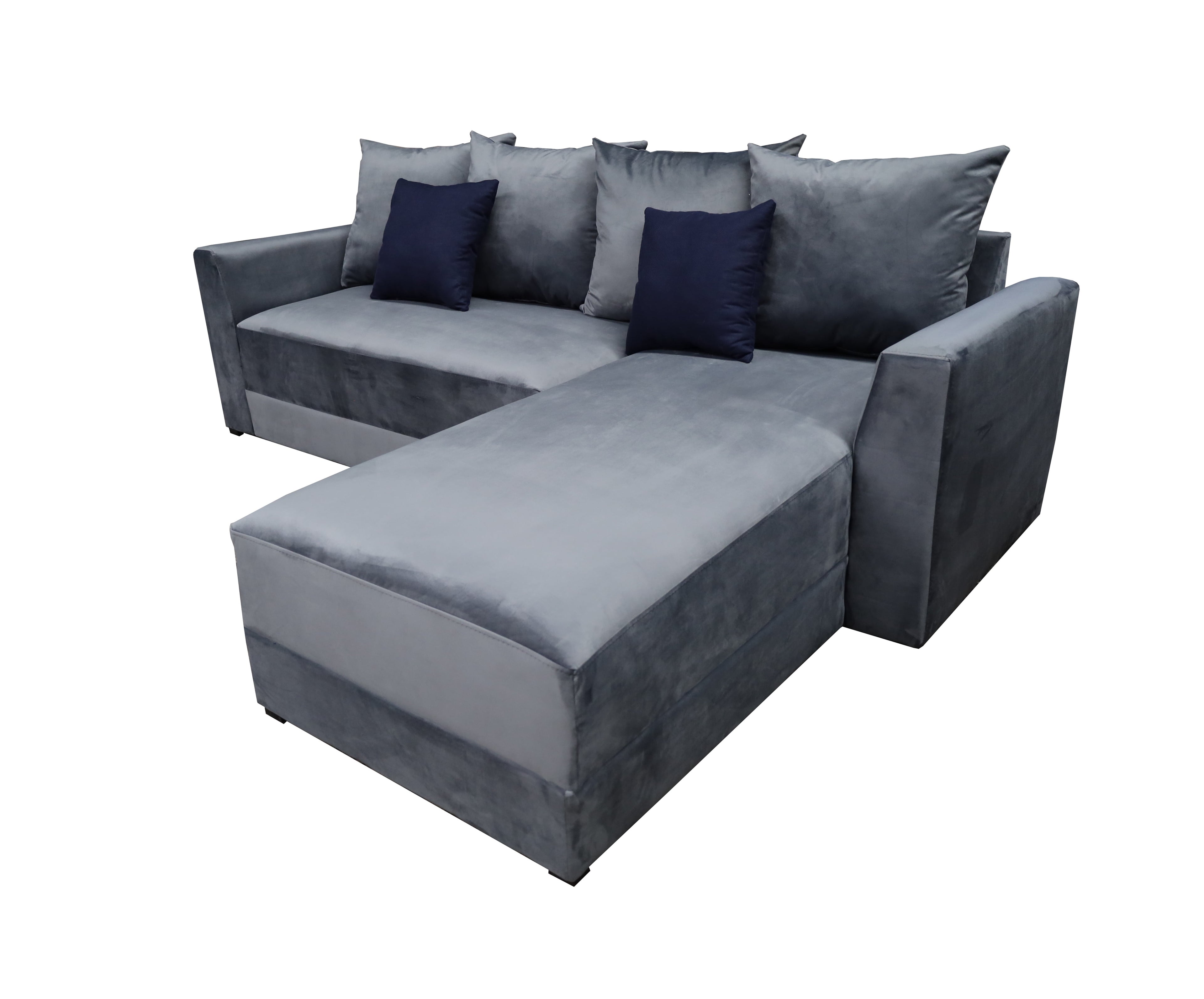 Sala esquinera El Bazar Store modelo Samso terciopelo gris Oxford 240x180 cm