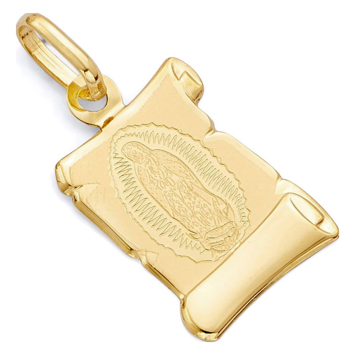 Medalla De Virgen Italiana De Oro De 14k Dije De Oro Mujer
