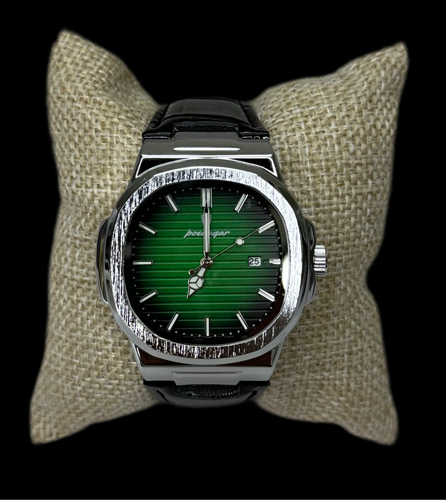 Reloj Piel Acero Negro Verde