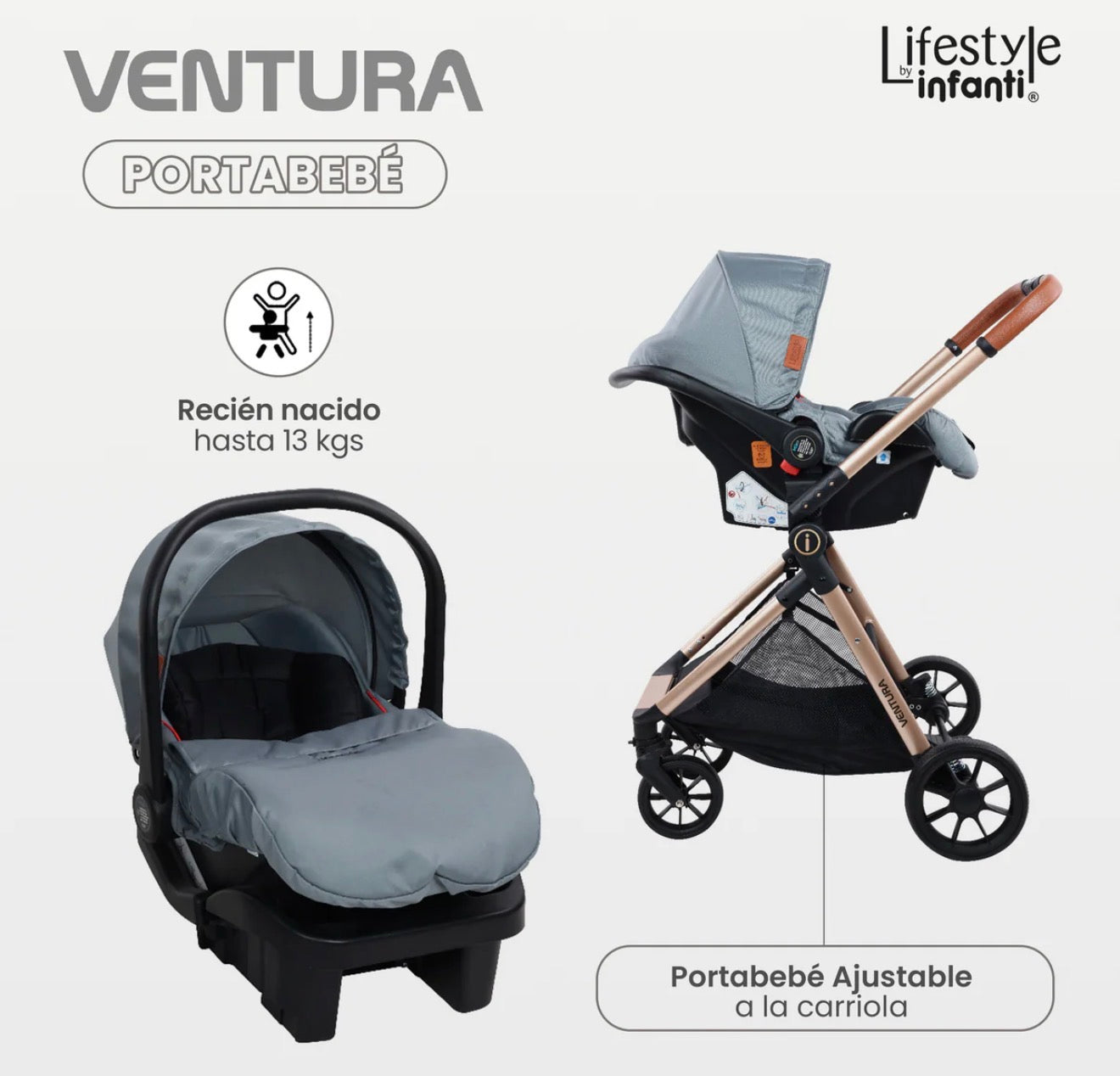 Carriola Travel System Con Base Ventura Lifestyle By Infanti Color Gris