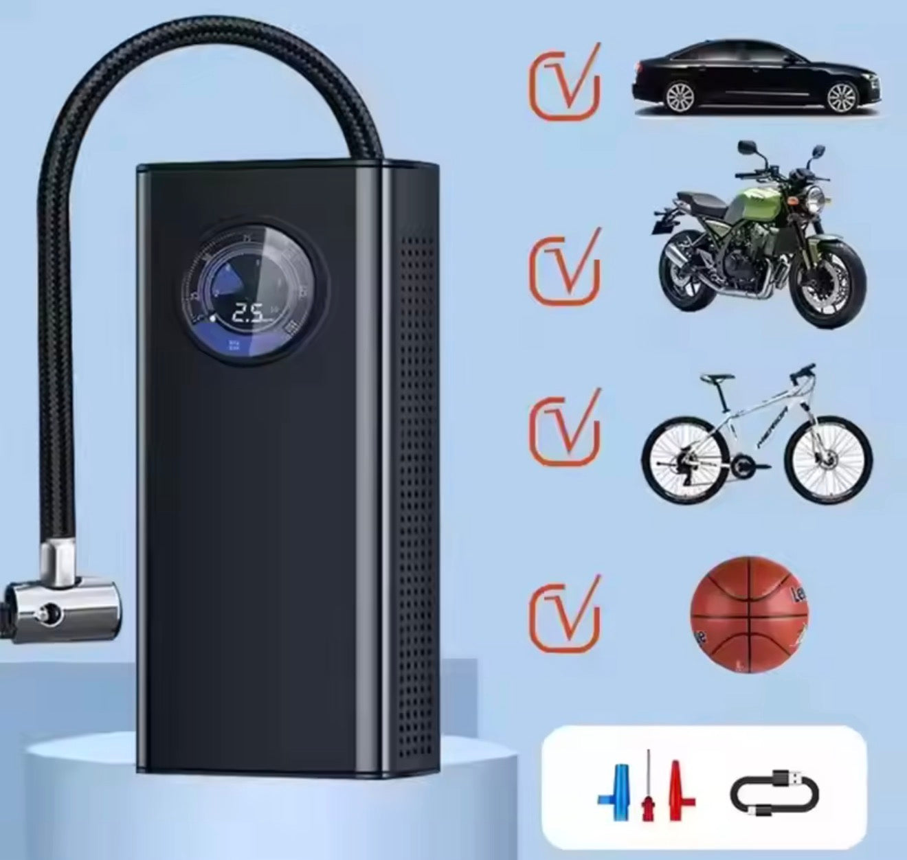 Bomba de aire portátil recargable