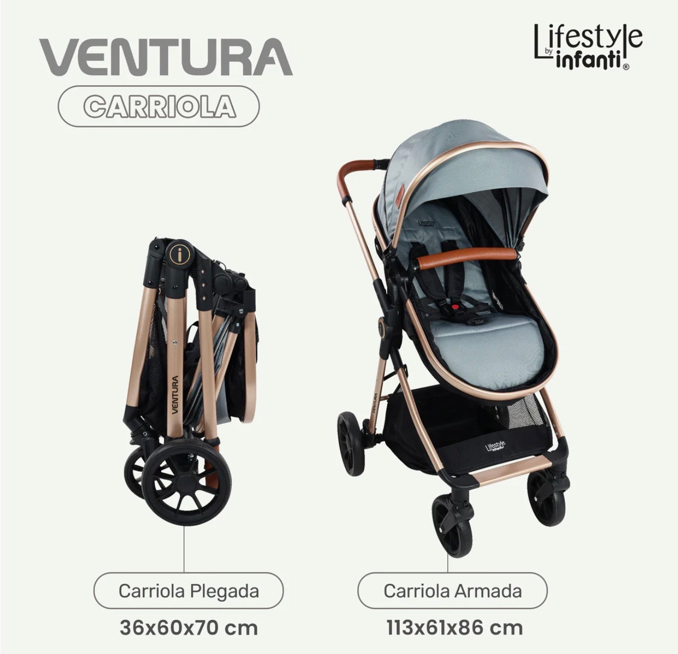 Carriola Travel System Con Base Ventura Lifestyle By Infanti Color Gris