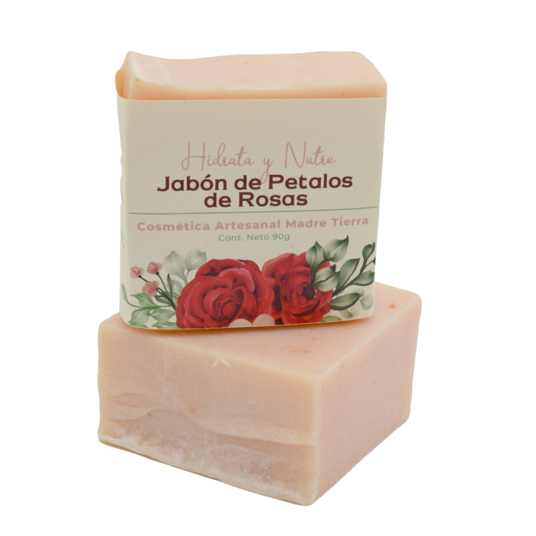 Jabón natural artesanal de pétalos de rosas 90gr.