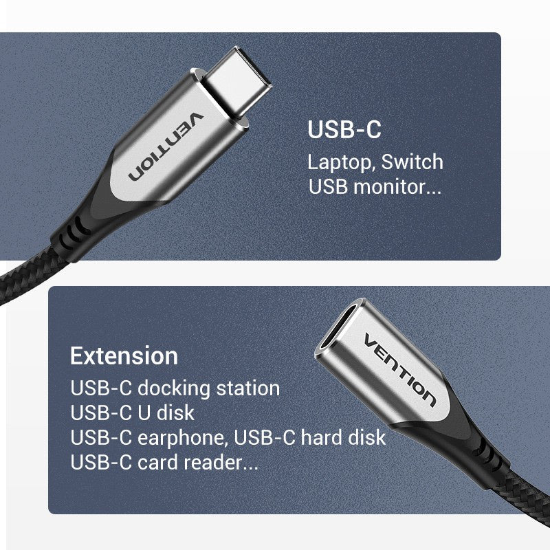 Vention Cable De Extensión USB C 0.5M 1M Tipo Extensor-Para HUAWEI