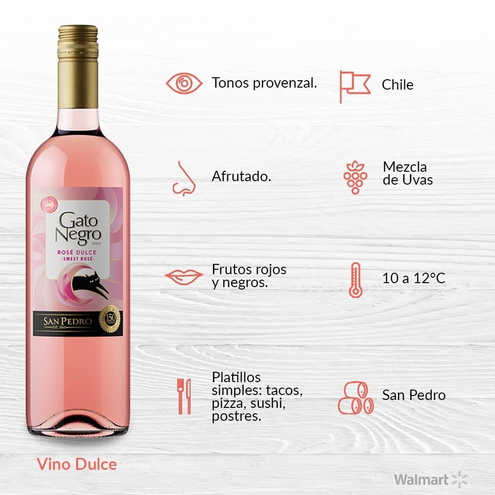 Vino Rosado VSPT Gato Negro Dulce 750 ml