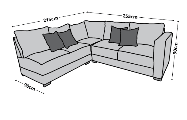 Sala esquinera Tempo 215 x 255 cm Gris Oxford EL BAZAR STORE Sala en esquina