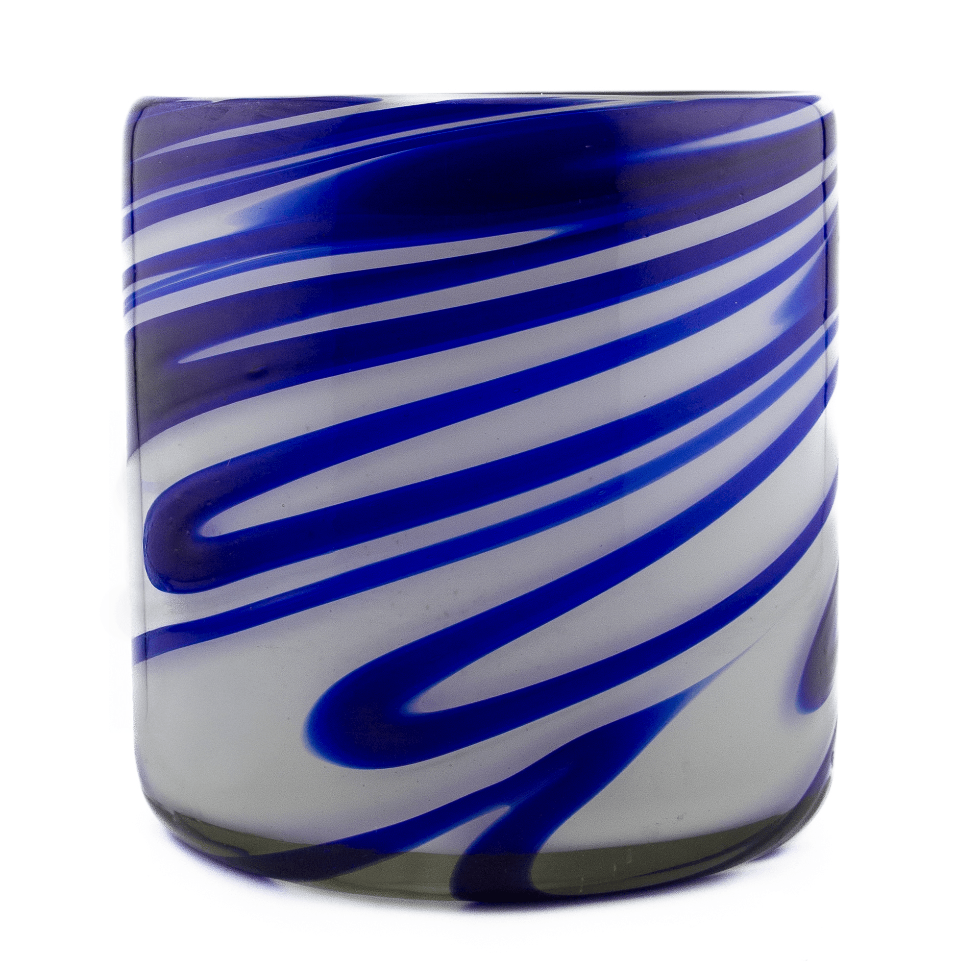 EOL - 500ml - Florencia Vaso de vidrio soplado artesanal - Frasco con 2 Colores Azul / Blanco - Hecho a mano