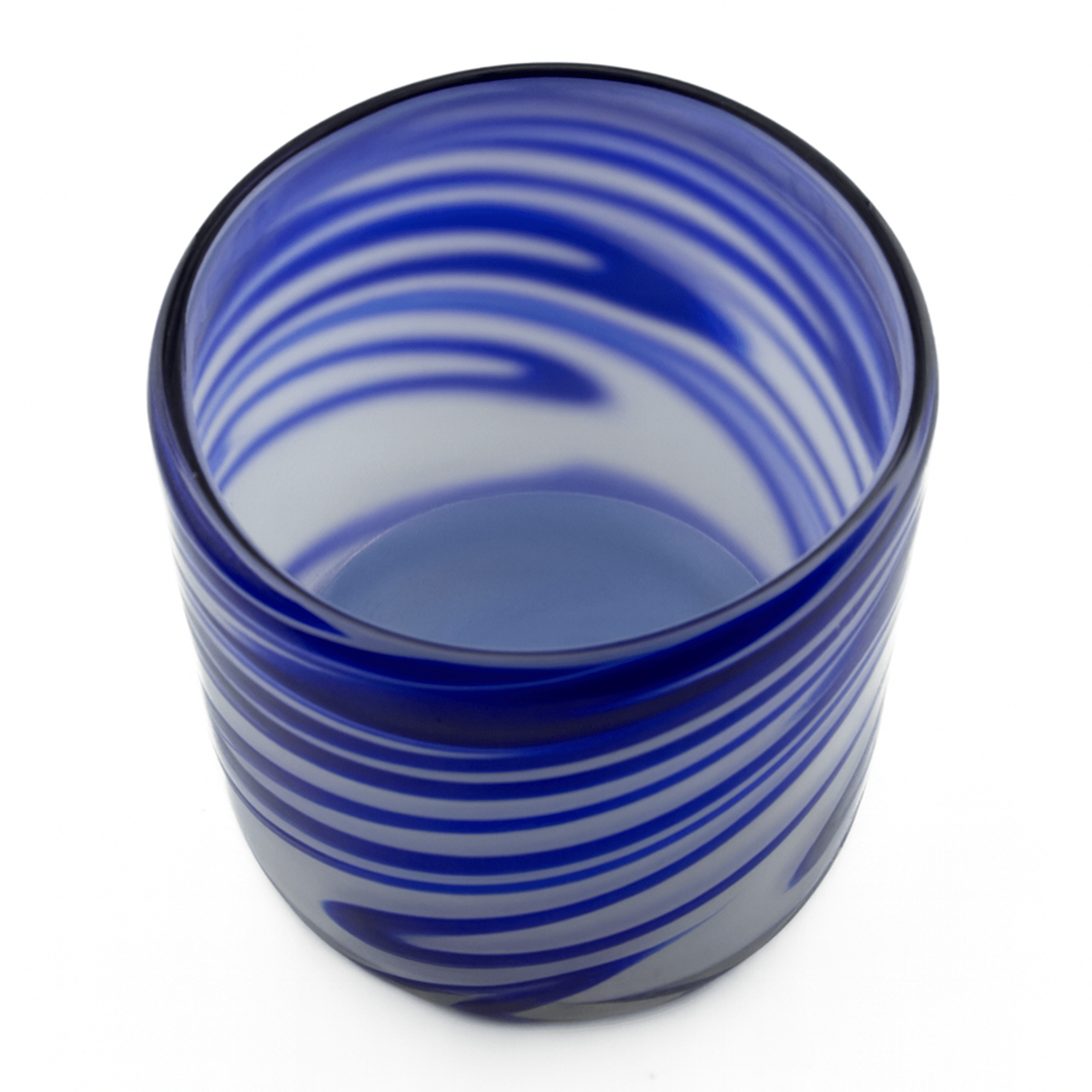 EOL - 500ml - Florencia Vaso de vidrio soplado artesanal - Frasco con 2 Colores Azul / Blanco - Hecho a mano