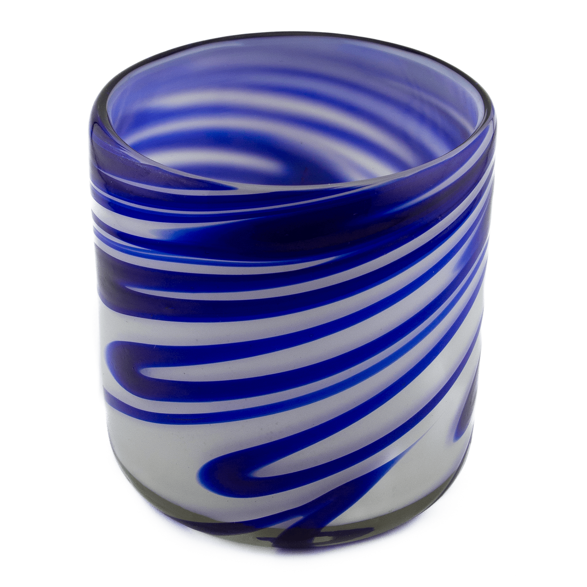 EOL - 500ml - Florencia Vaso de vidrio soplado artesanal - Frasco con 2 Colores Azul / Blanco - Hecho a mano