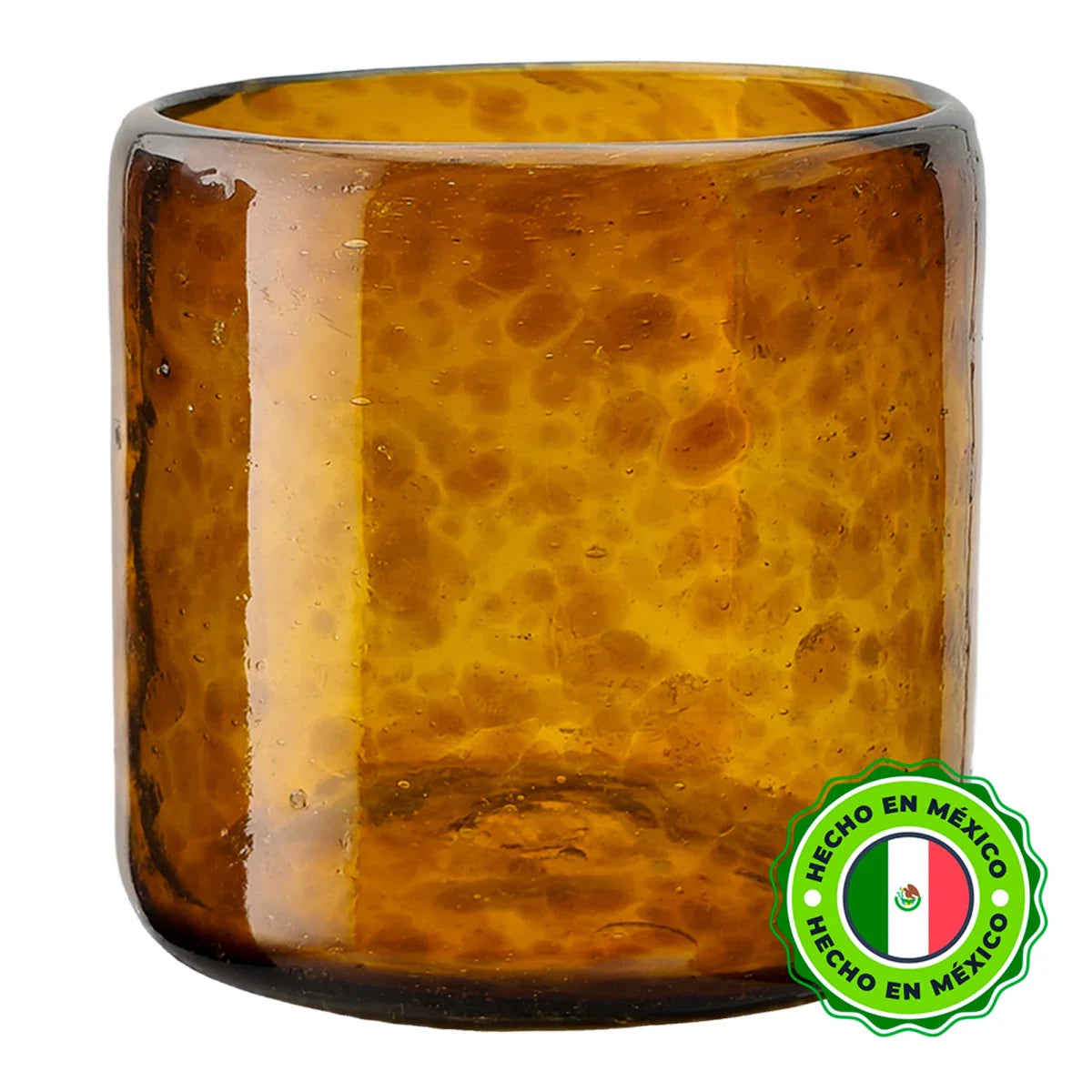 500ml - Florencia Vaso de vidrio soplado artesanal - Frasco Ámbar con puntos Café - Hecho a mano