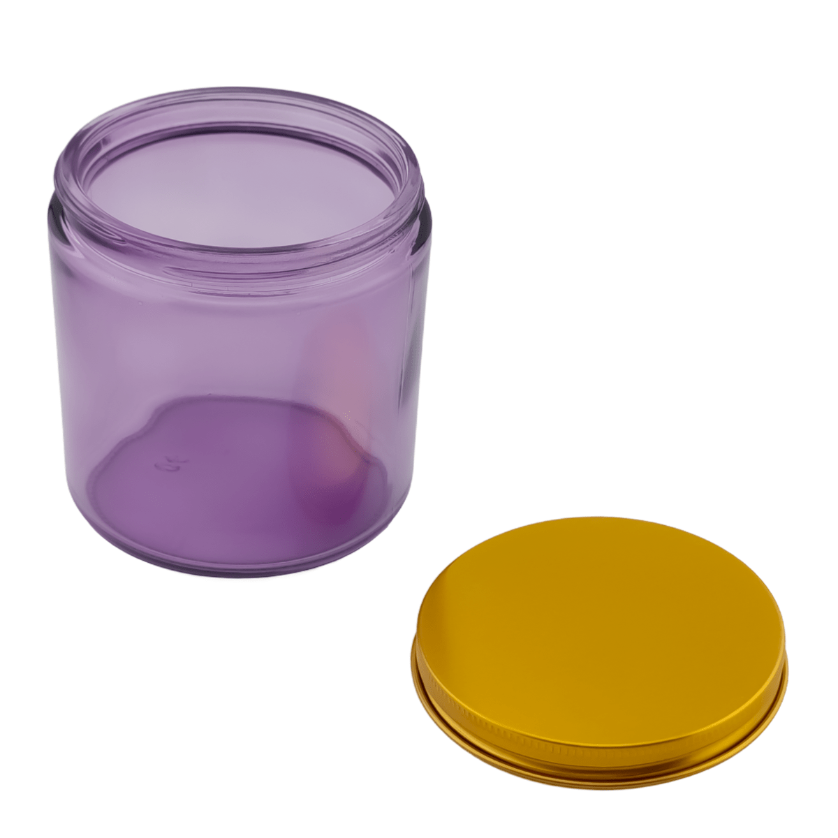 510ml - Miami Vaso de vidrio con rosca para velas - Frasco Morado con Tapa Dorada